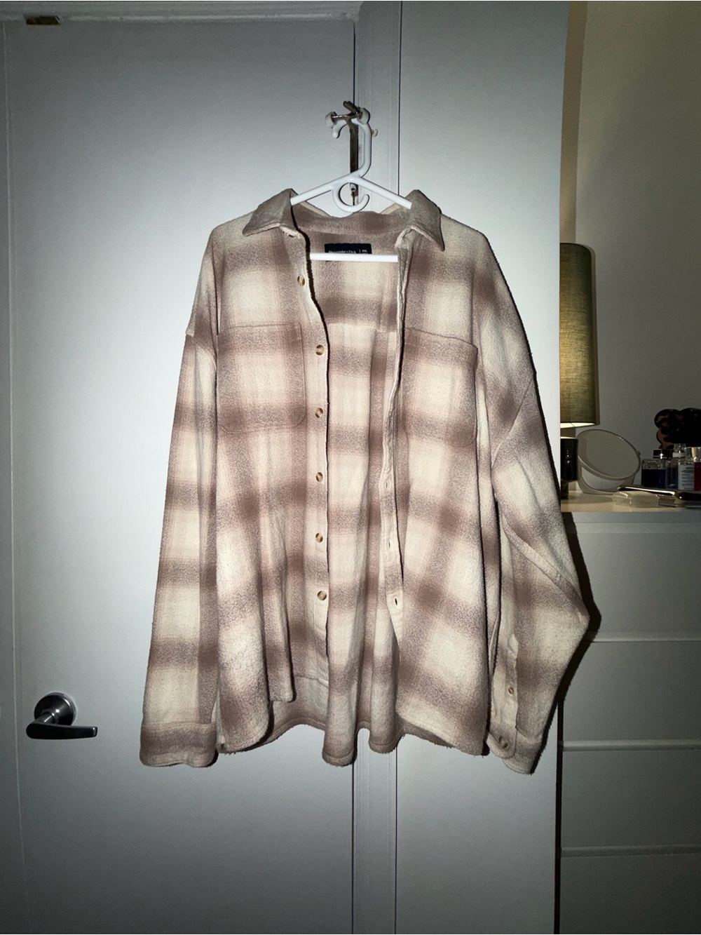 Abercrombie & Fitch Beige and Brown Plaid Button-Down Shirt